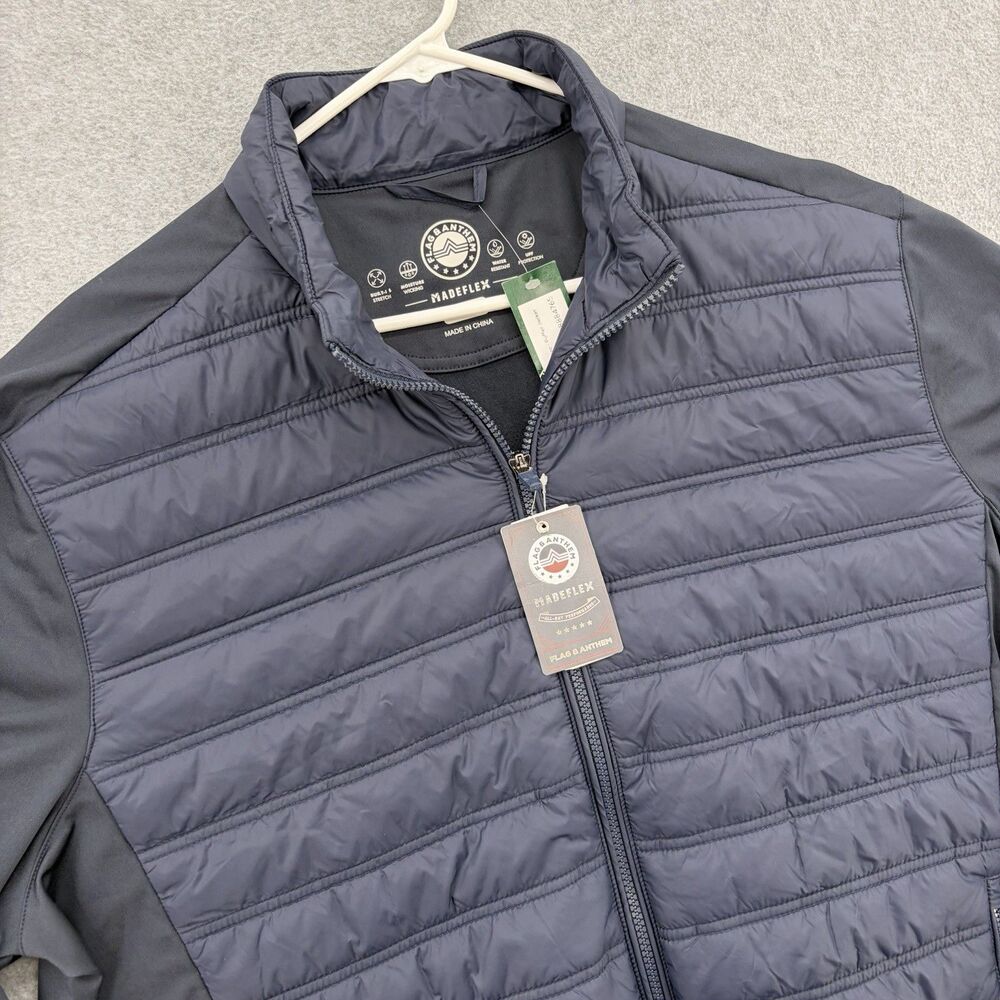 Flag & Anthem Madeflex Hybrid Puffer Jacket Mens XL Navy NWT Performance - Picture 2 of 8
